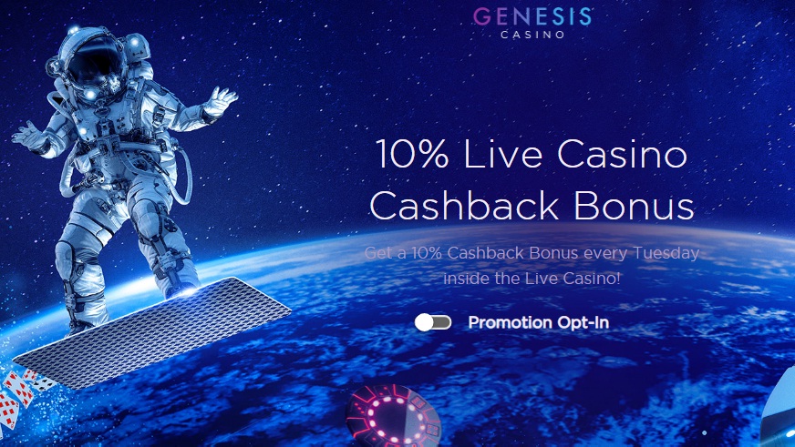 Grab a 10% Cashback on Live Casino Games at Genesis Casino!